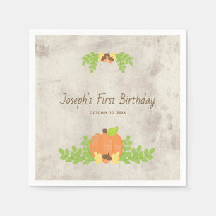 First Birthday Rustic Autumn Pumpkin Napkin