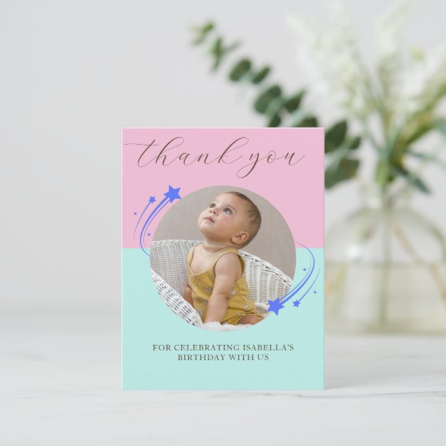 First Birthday Shooting Star Thank You Card (Standing Front)