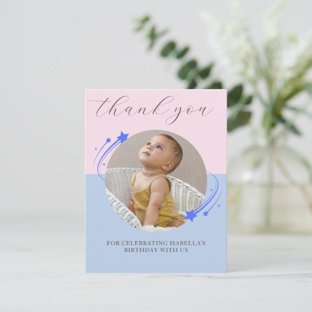 First Birthday Shooting Star Thank You Card (Standing Front)