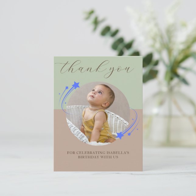 First Birthday Shooting Star Thank You Card (Standing Front)