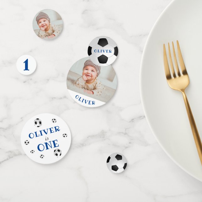 First Birthday Soccer Ball Photo Birthday Party Confetti (Group)