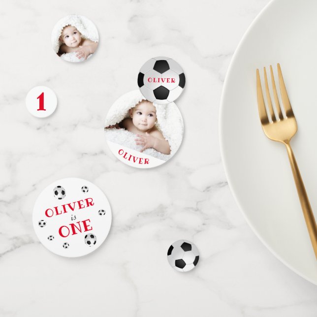 First Birthday Soccer Ball Photo Birthday Party Confetti (Group)