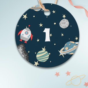 First Birthday Space Ship and Planets  Favour Tags
