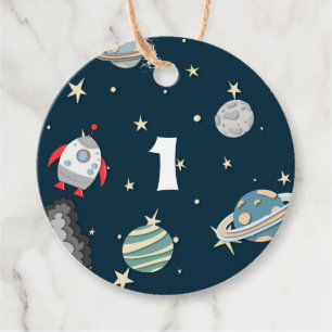 First Birthday Space Ship and Planets  Favour Tags