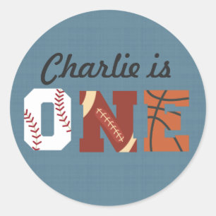 First Birthday Sports, Classic Round Sticker