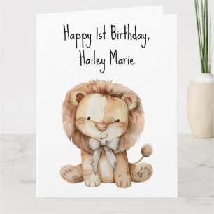 First Birthday Stuffed Toy Lion Personalised Card