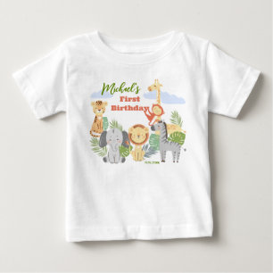 First birthday T-Shirt with cute animals.