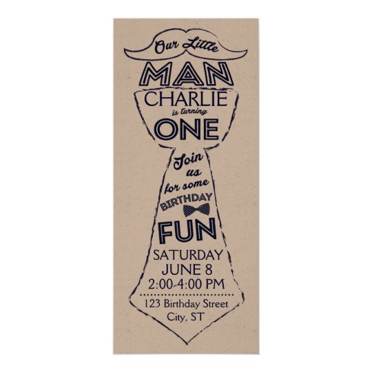 First Birthday Tie/Moustache Invitation