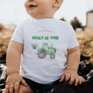 First Birthday Tractor Birthday T-Shirt Baby Bodysuit