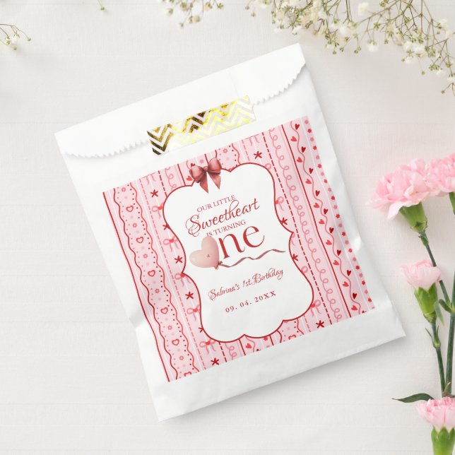First Birthday valentine baby birthday party Favour Bags (Sealed)