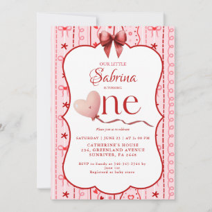 First Birthday valentine baby birthday party Invitation