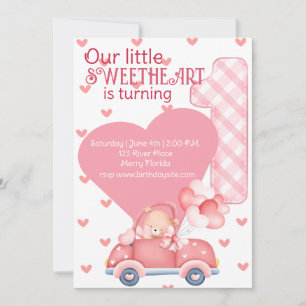 First birthday Valentine theme Invitation