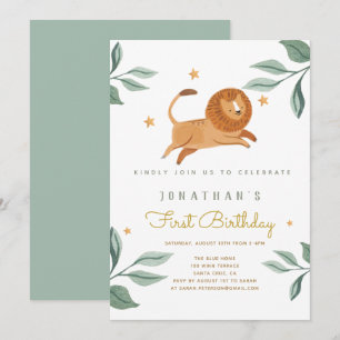 First Birthday Watercolor Animals Invitation 