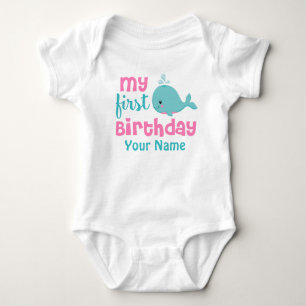 First Birthday Whale Girls Personalised Shirt