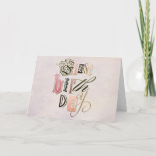 "First Birthday" Whimsical Letters Card