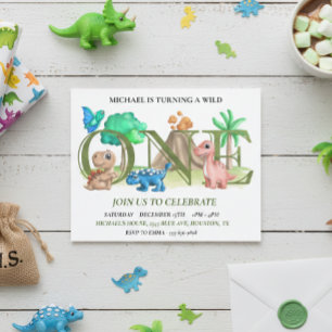 First Birthday Wild One Baby Dinosaurs Flyer