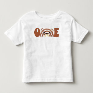 First Birthday Woodland Bear Boho Rainbow Toddler T-Shirt