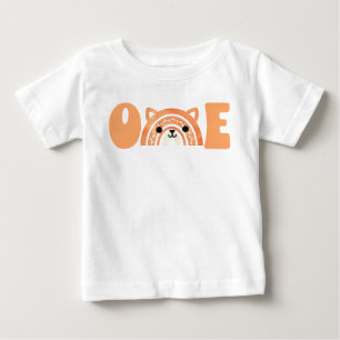 First Birthday Woodland Fox Boho Rainbow Baby T-Shirt