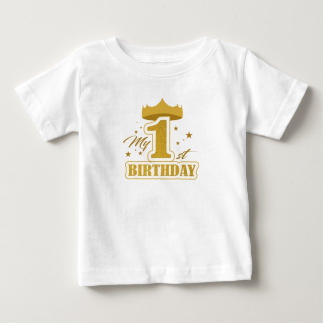 first bithday golden letter t shirt (Front)