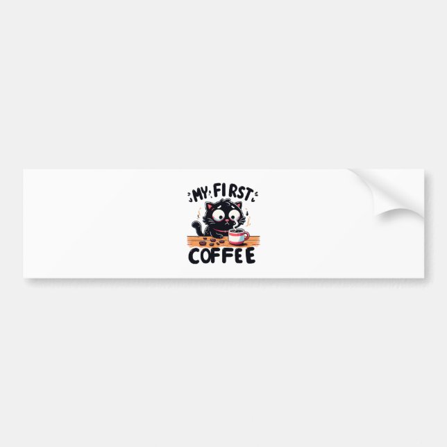 First Black Coffee Adventure Bumper Sticker (Front)