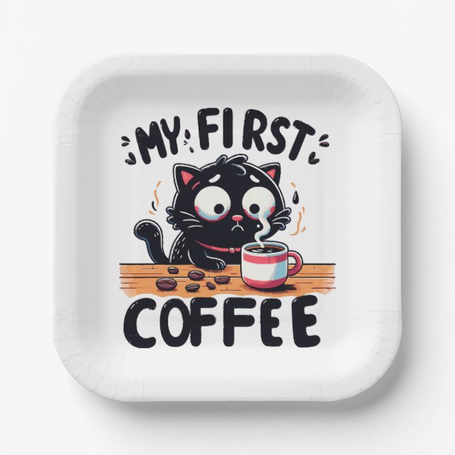First Black Coffee Adventure Paper Plate (Front)