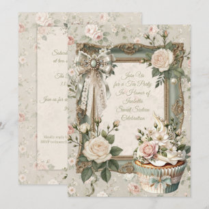 First Bloom Floral Tea Party Sweet 16 Invitation