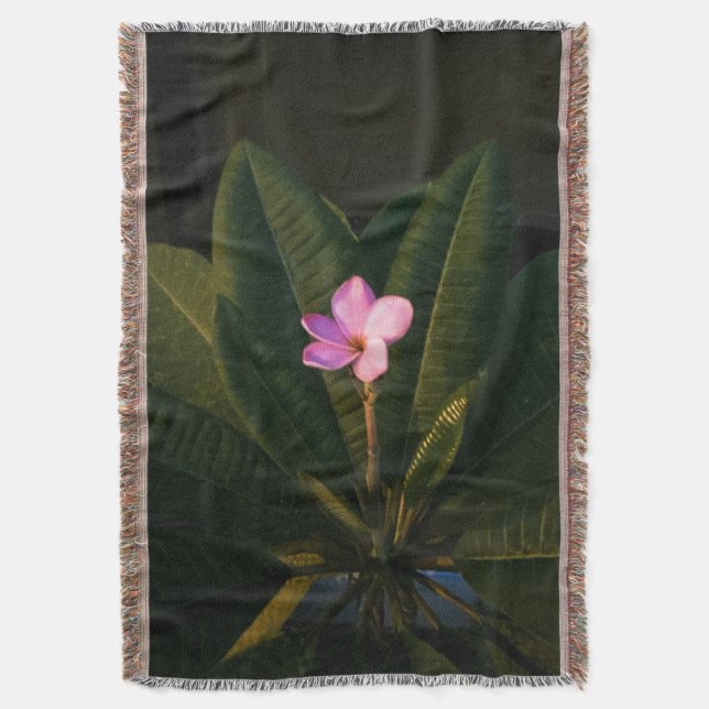 First Bloom, Plumeria Throw Blanket (Front Vertical)