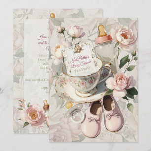 First Bloom Tea Party Baby Shower Invitation