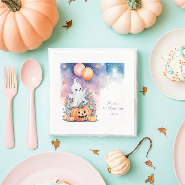 First Boo-Day Celebration - Ghost & Pumpkin Napkin (Creator Uploaded)