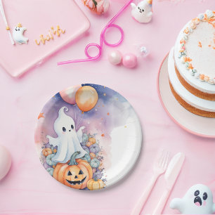First Boo-Day Celebration - Ghost & Pumpkin Paper Plate