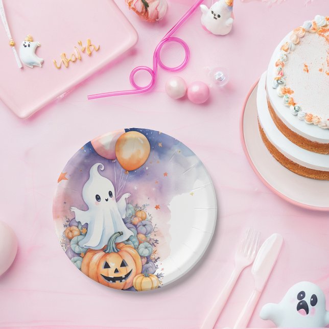 First Boo-Day Celebration -  Ghost & Pumpkin Paper Plate (Creator Uploaded)