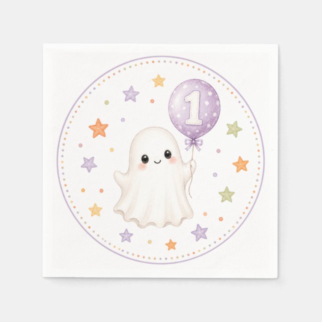 First Boo Ghost | Halloween First Birthday Napkin (Front)