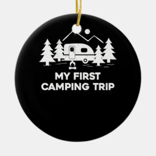 First Camping Trip Outdoor Adventure Hiking Camper Ceramic Tree Decoration