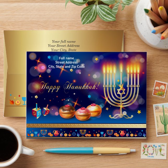 First Candle of Hanukkah Festival of Lights Party Envelope (Desk)