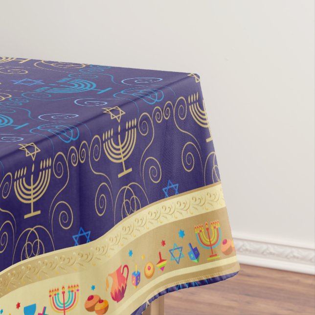 First Candle of Hanukkah Festival of Lights Party Tablecloth (In Situ)