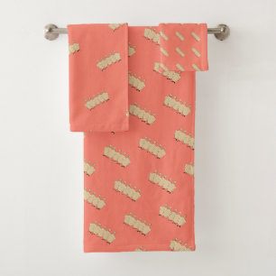 First: Chicken Or The Egg Beige And Coral Bath Towel Set