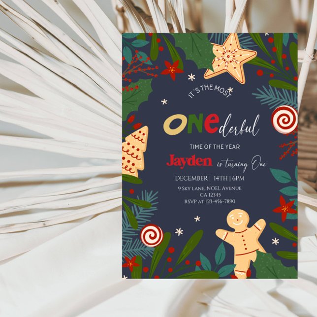 First Christmas 1st Birthday Boy-Holiday Celebrate Invitation (Creator Uploaded)