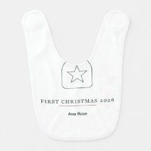 First Christmas 2026 Baby Name Keepsake Bib