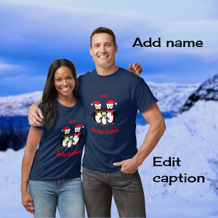 First Christmas add name penguins T-Shirt