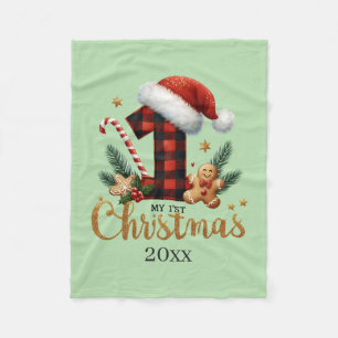 First Christmas add year baby  Fleece Blanket