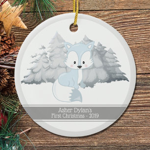 First Christmas Arctic Fox Ceramic Tree Decoration