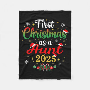First Christmas As A Aunt 2025 New Mommy Xmas  Fleece Blanket