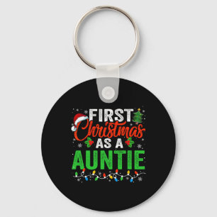 First Christmas As A Auntie Xmas Lights Family Chr Key Ring
