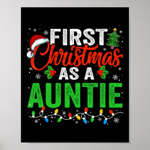First Christmas As A Auntie Xmas Lights Family Chr Poster