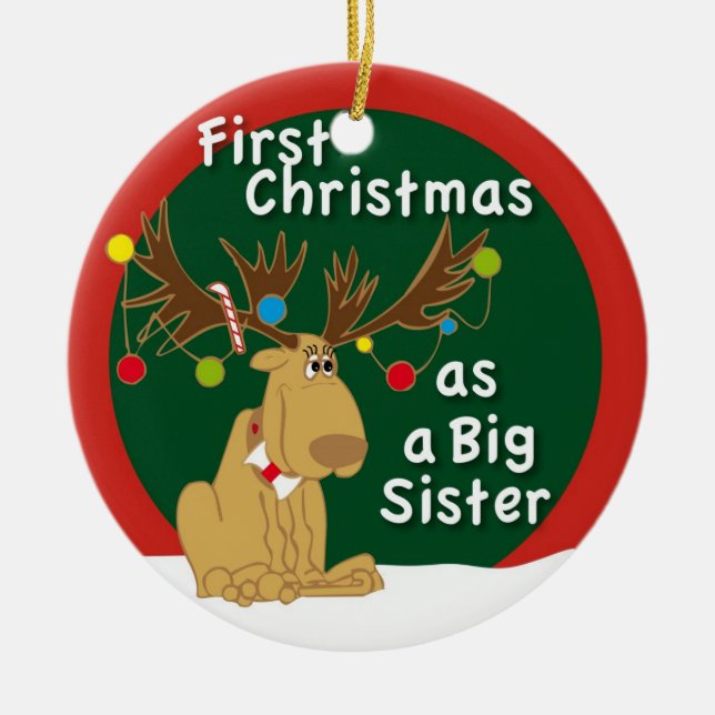 First Christmas as a Big Sister Ceramic Tree Decoration (Front)