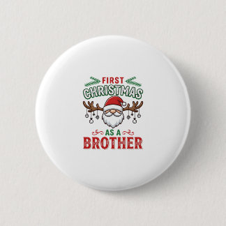 First Christmas As a Brother Santa Gnome 6 Cm Round Badge