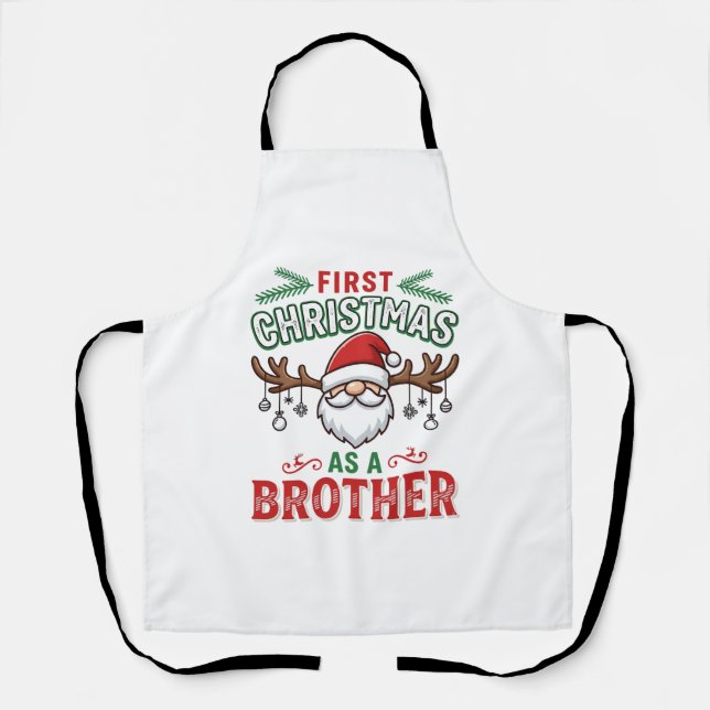 First Christmas As a Brother Santa Gnome Apron (Front)