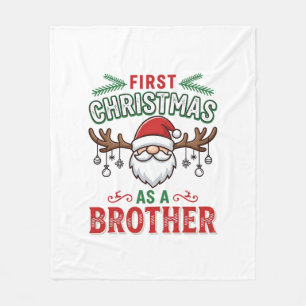 First Christmas As a Brother Santa Gnome Fleece Blanket