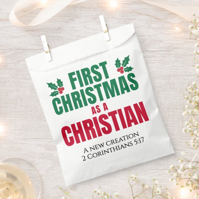 FIRST CHRISTMAS AS A CHRISTIAN New Believer Favour Bags (Clipped)