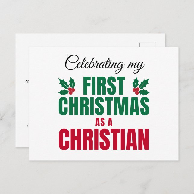FIRST CHRISTMAS AS A CHRISTIAN New Believer Holiday Postcard (Front/Back)